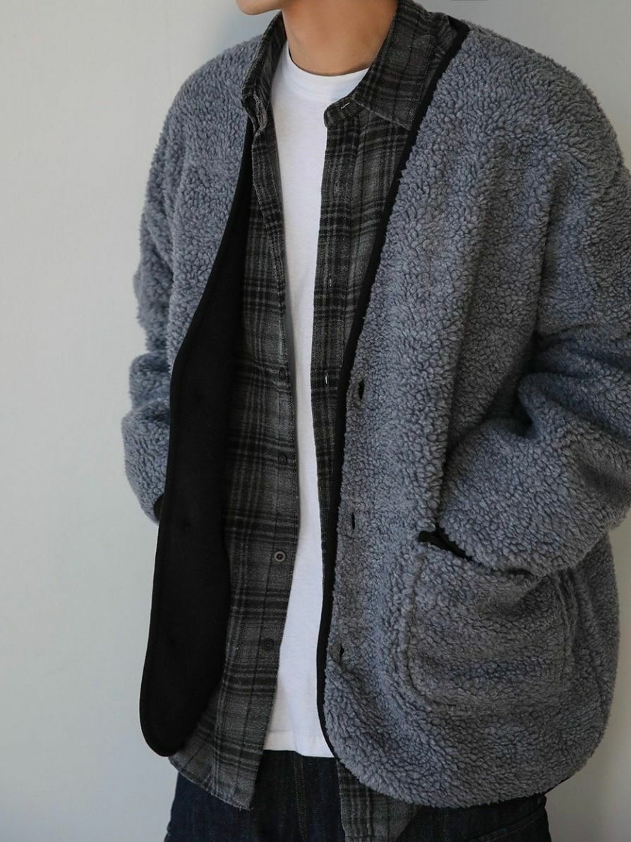 淨色開胸毛毛褸 JK2575