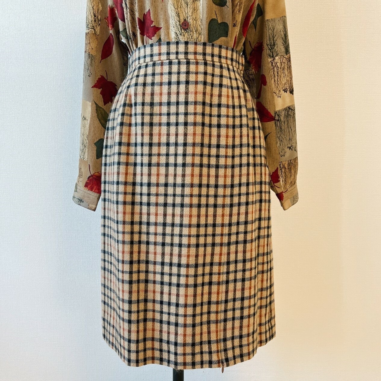 DAKS日本製羊毛格紋短裙