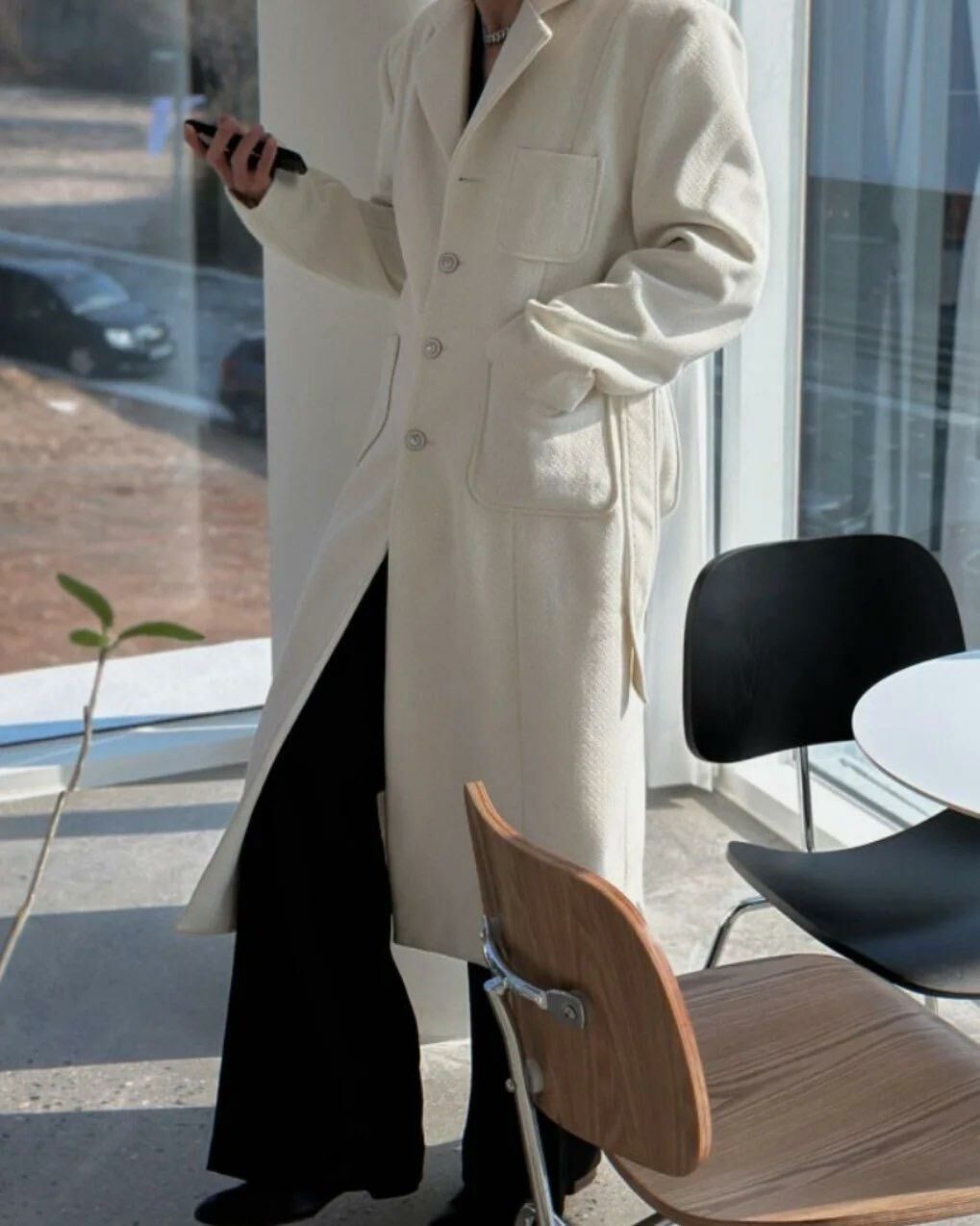 淨色連腰帶西裝長褸 TAC-0033JK