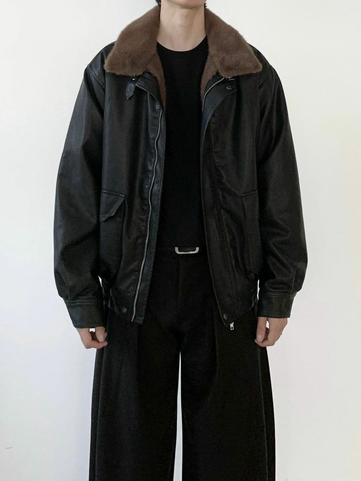 毛毛領拉鍊合成皮褸 TAC-0036JK