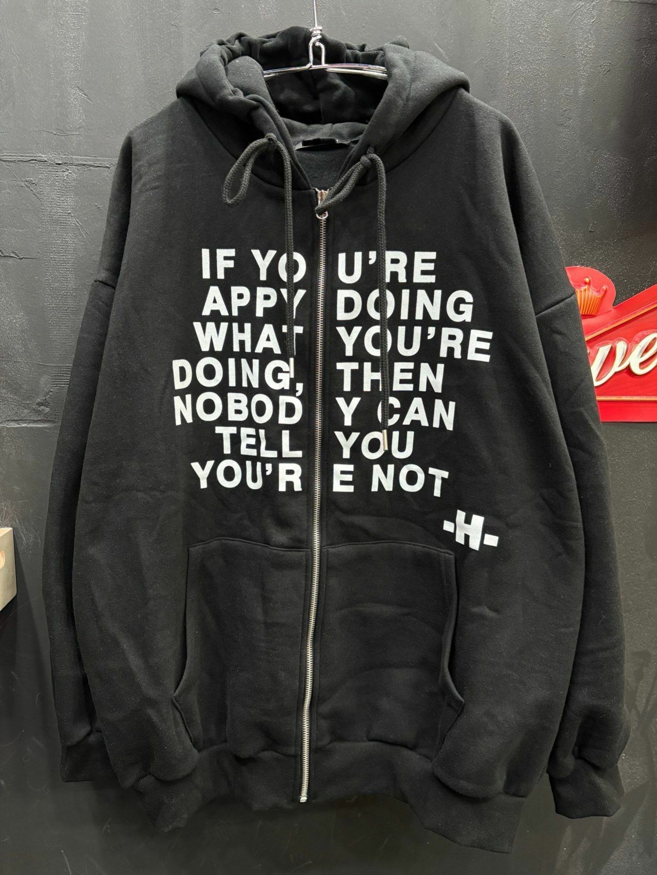 OverSize英文字連帽拉鍊外套(薄抓毛底) TAC-0041JK