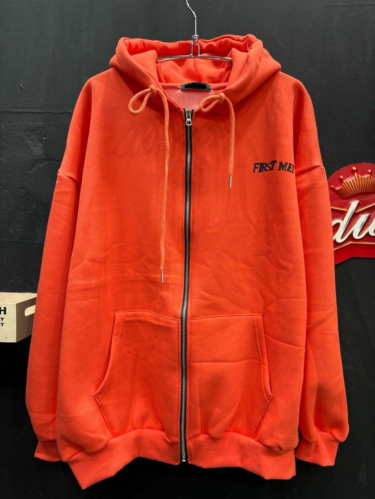 OverSize英文字連帽拉鍊外套(薄抓毛底) TAC-0046JK