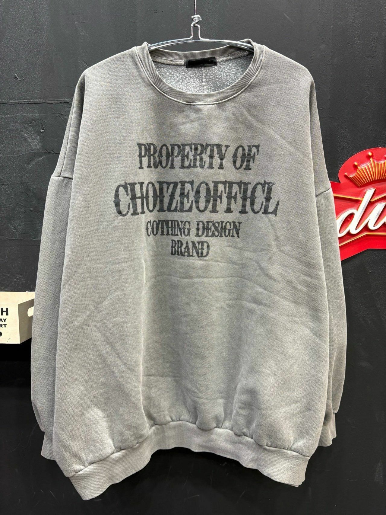 OverSize洗水英文字衛衣(薄抓毛底) TAC-0048T