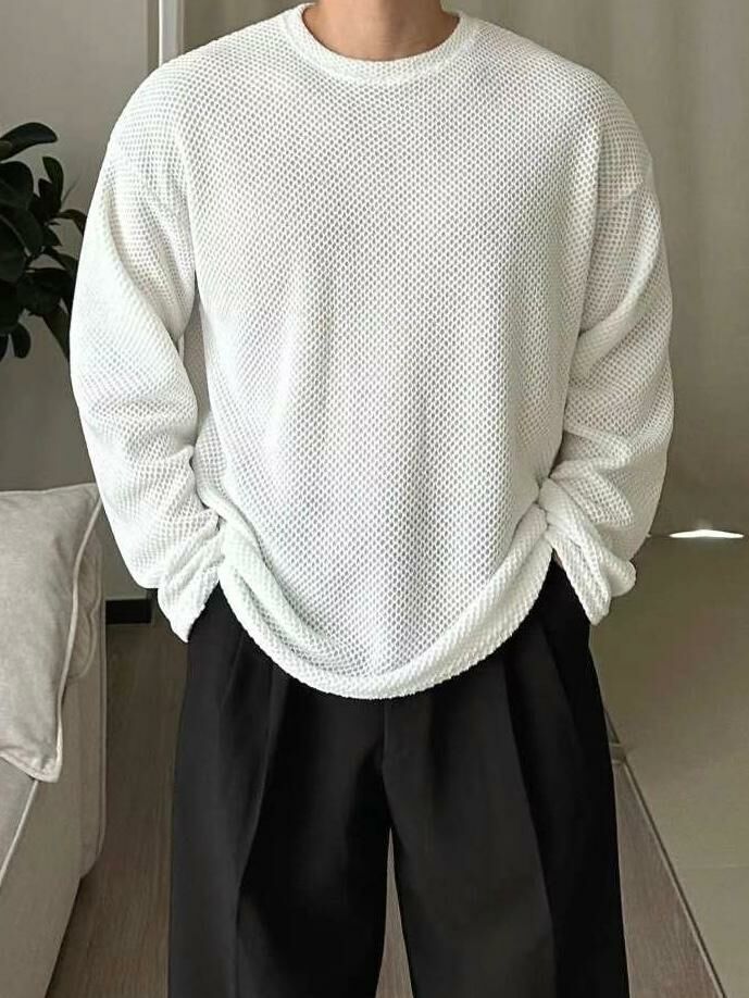 淨色網紋長袖衫 TAC-0056T