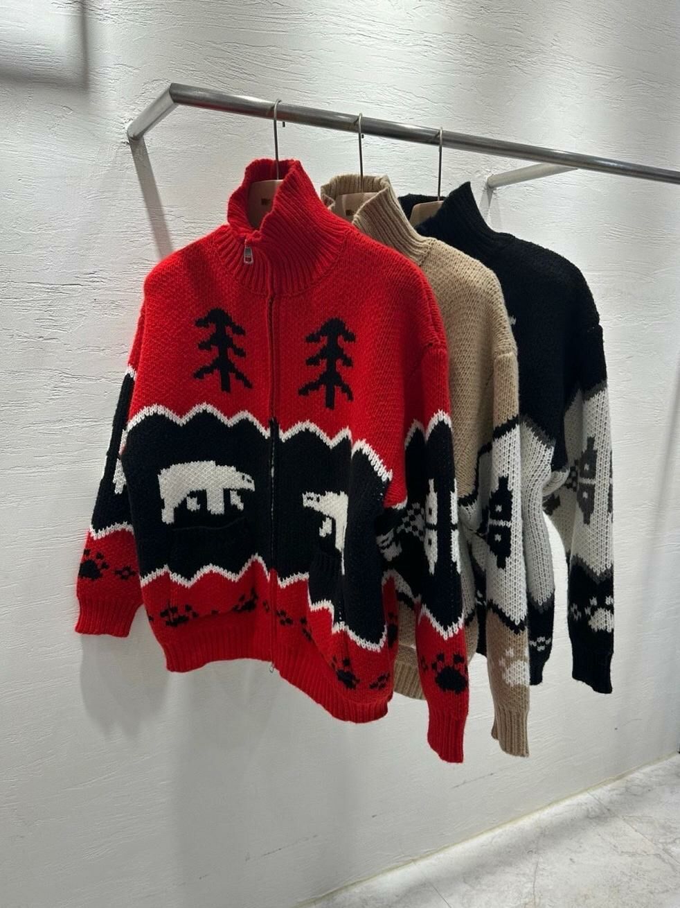 北極熊圖案拉鍊針織外套 TAC-0058JK