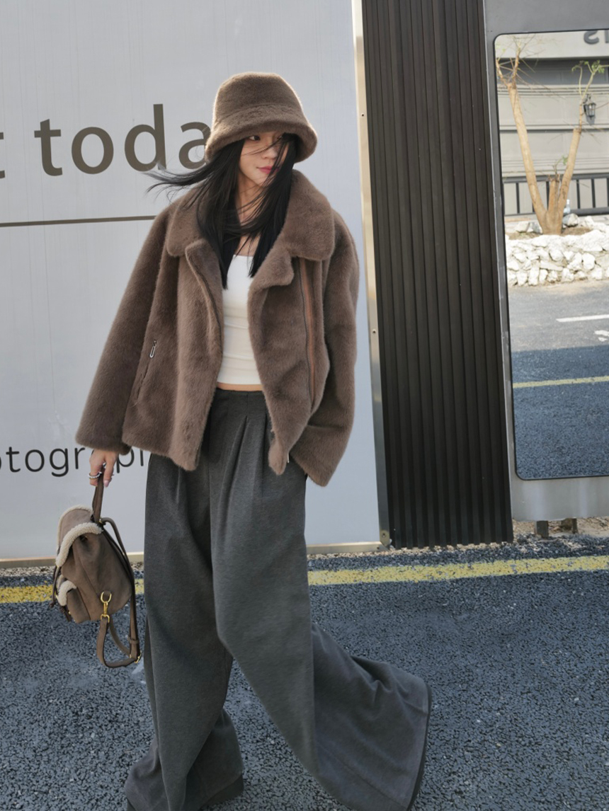 騎士貂毛皮革貴氣外套*3色