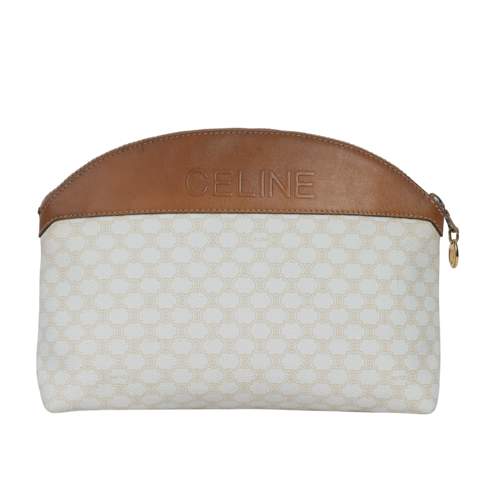 【CELINE】Vintage 凱旋圖案塗層帆布化妝包/手拿包
