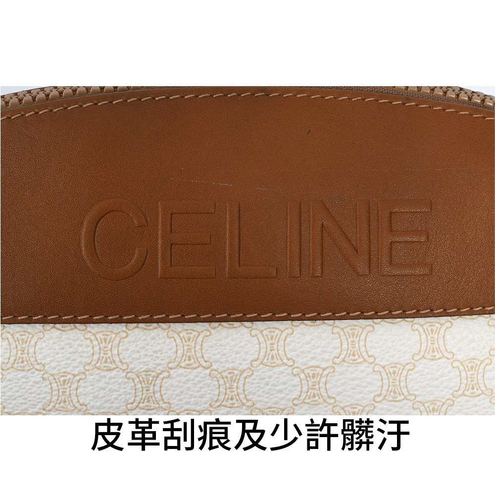 【CELINE】Vintage 凱旋圖案塗層帆布化妝包/手拿包(焦糖色/米色) CE16000004