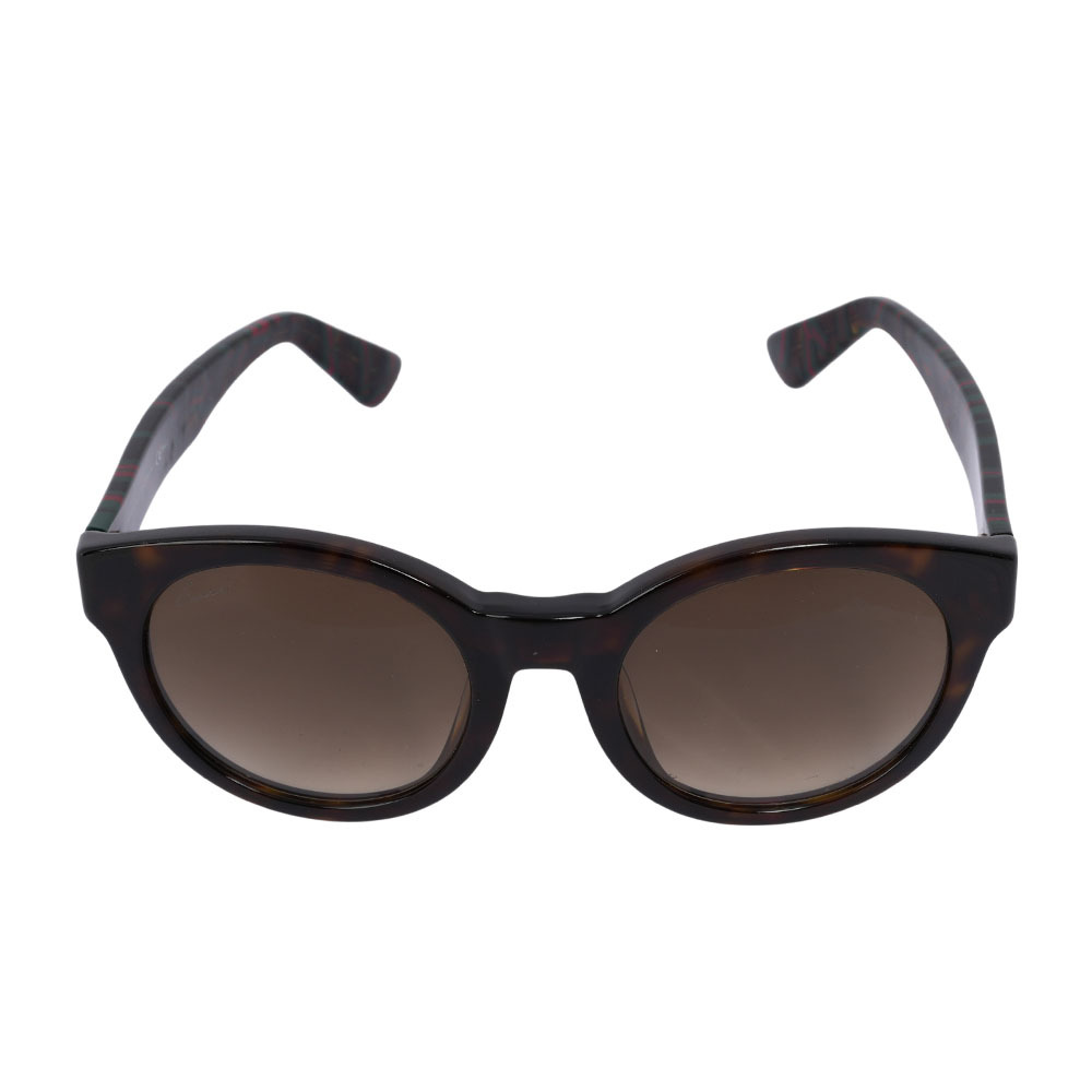 【GUCCI】經典綠紅織帶圖案圓框漸變墨鏡(棕色) GG3774