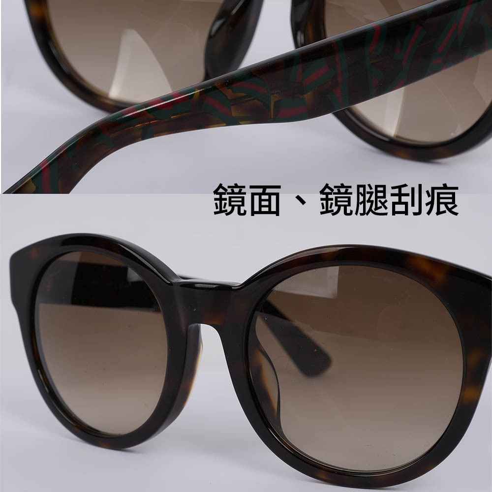 【GUCCI】經典綠紅織帶圖案圓框漸變墨鏡(棕色) GG3774