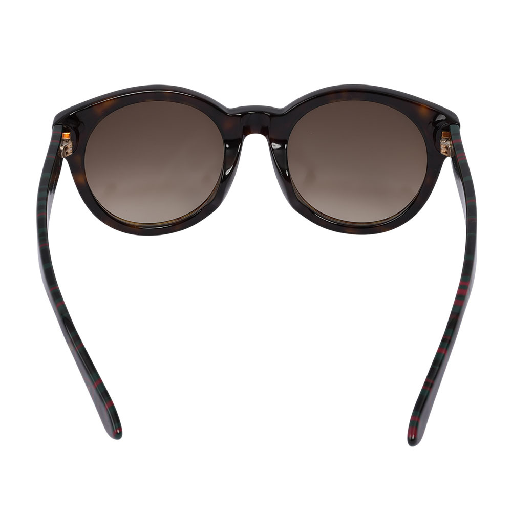 【GUCCI】經典綠紅織帶圖案圓框漸變墨鏡(棕色) GG3774