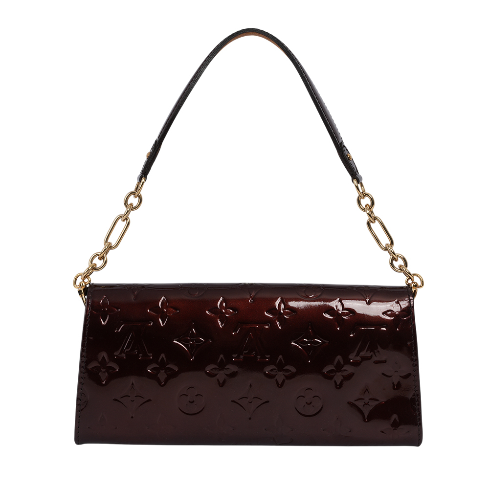 【Louis Vuitton / LV】Sunset Boulevard Monogram 漆皮壓紋腋下包/手拿包(深葡萄紫) M93542