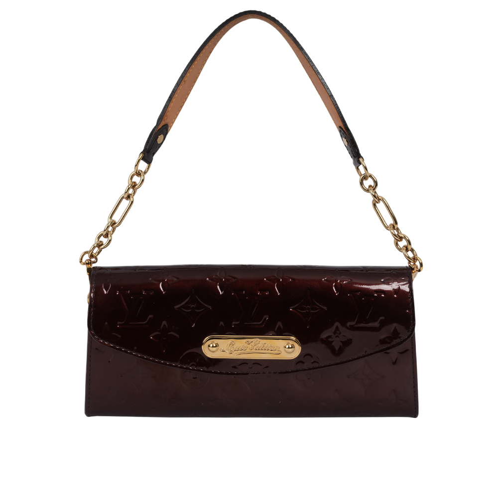 【Louis Vuitton / LV】Sunset Boulevard Monogram 漆皮壓紋腋下包/手拿包(深葡萄紫) M93542