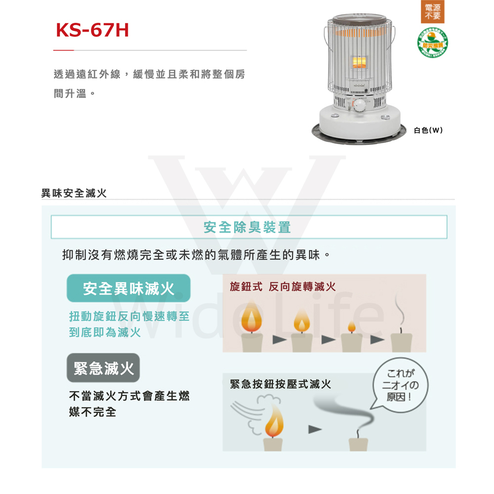 TOYOTOMI傳統式煤油暖爐KS-67H產品特色