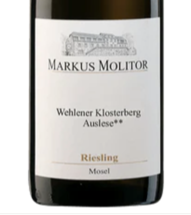 Markus Molitor Wehlener Klosterberg Riesling Auslese** Sweet 2017 (RP96)