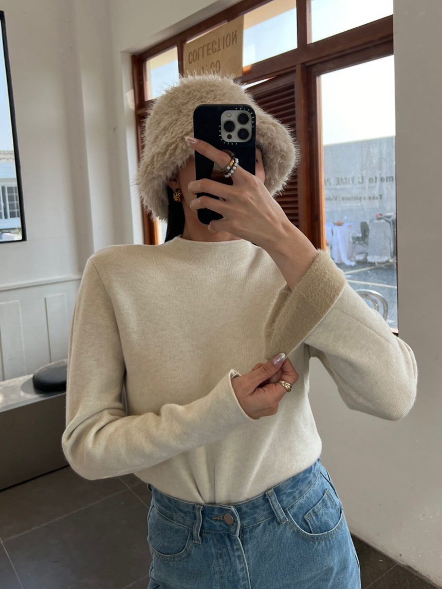 韓系立領水貂毛暖暖打底上衣*5色