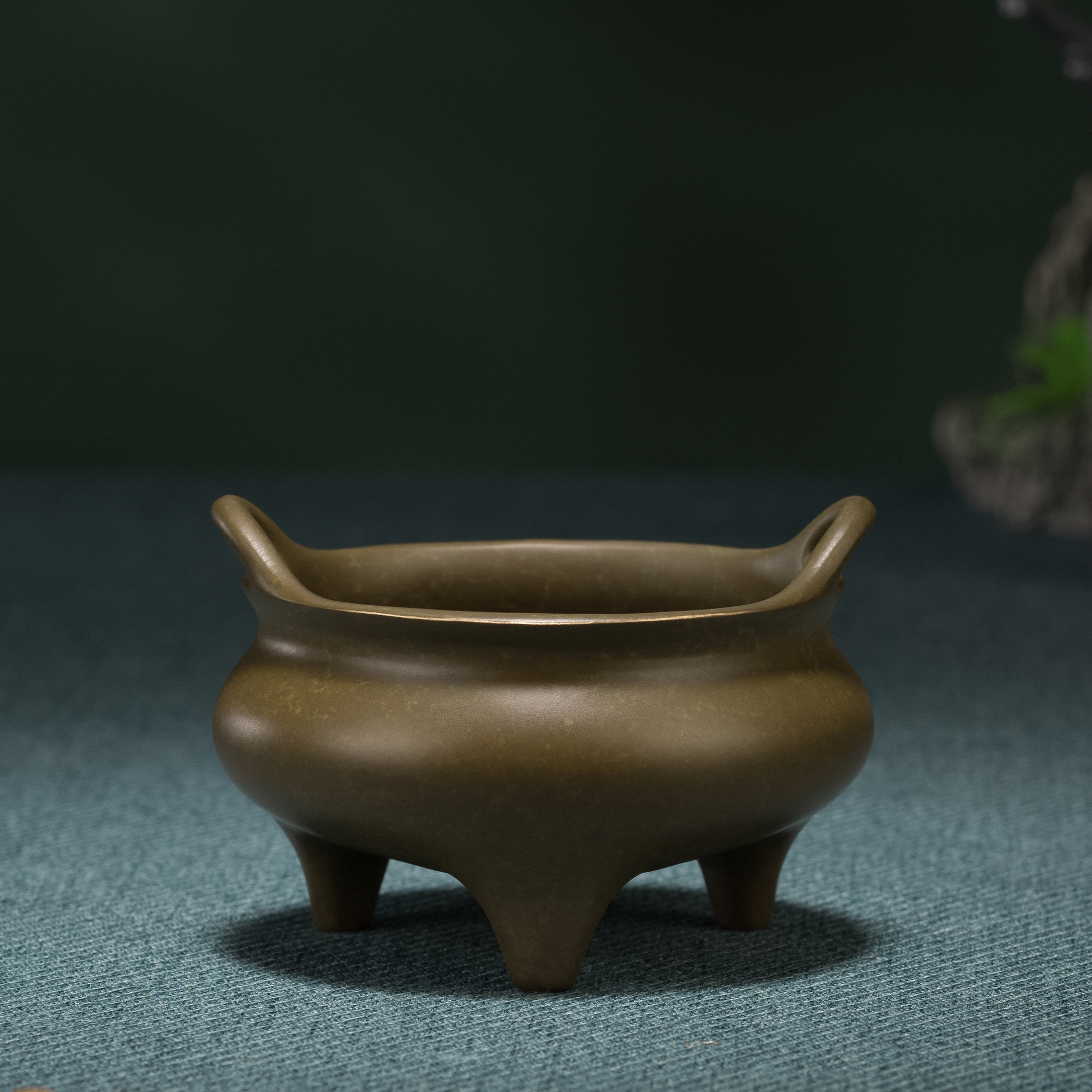 橋耳三足爐(紫銅)