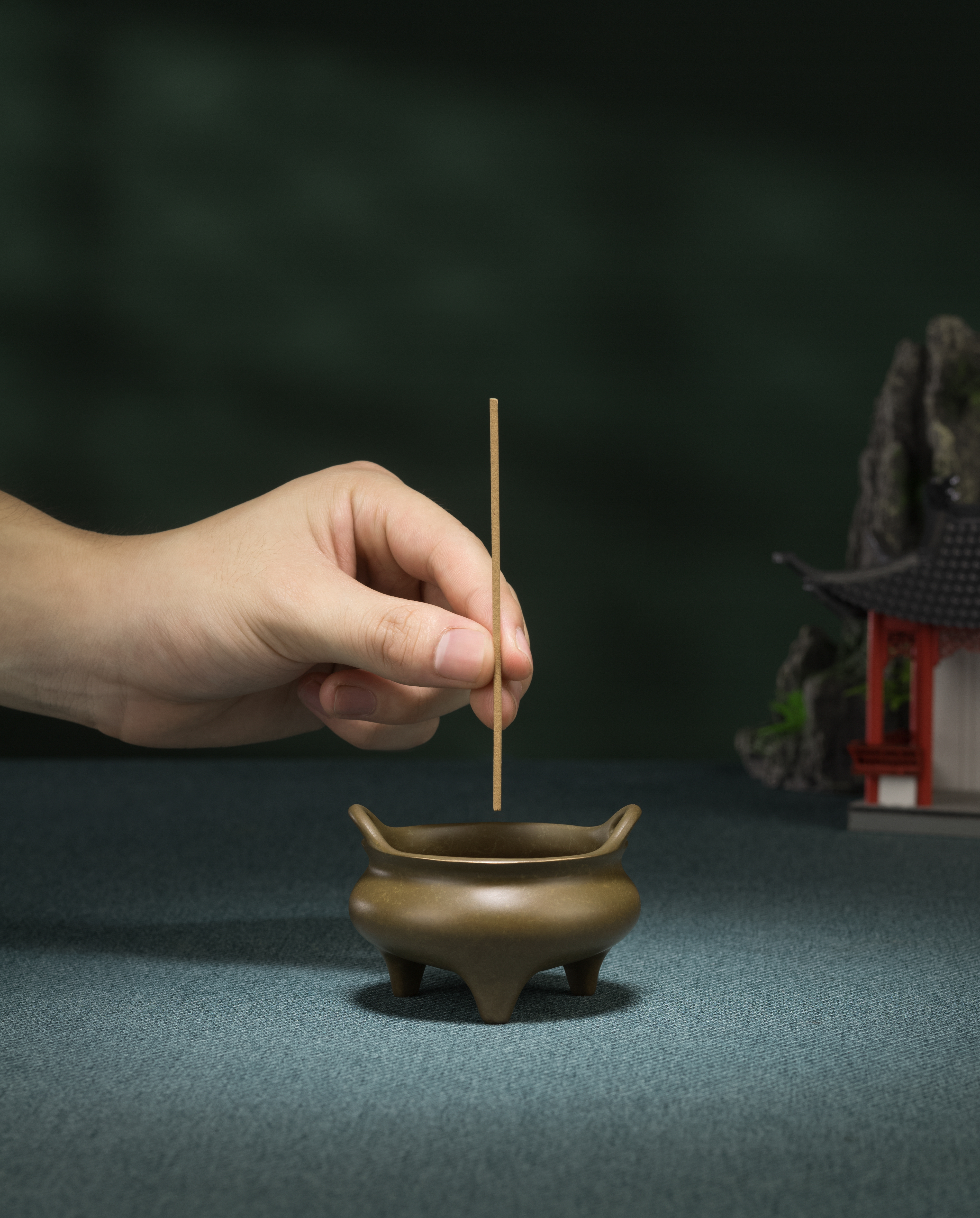 橋耳三足爐(紫銅)