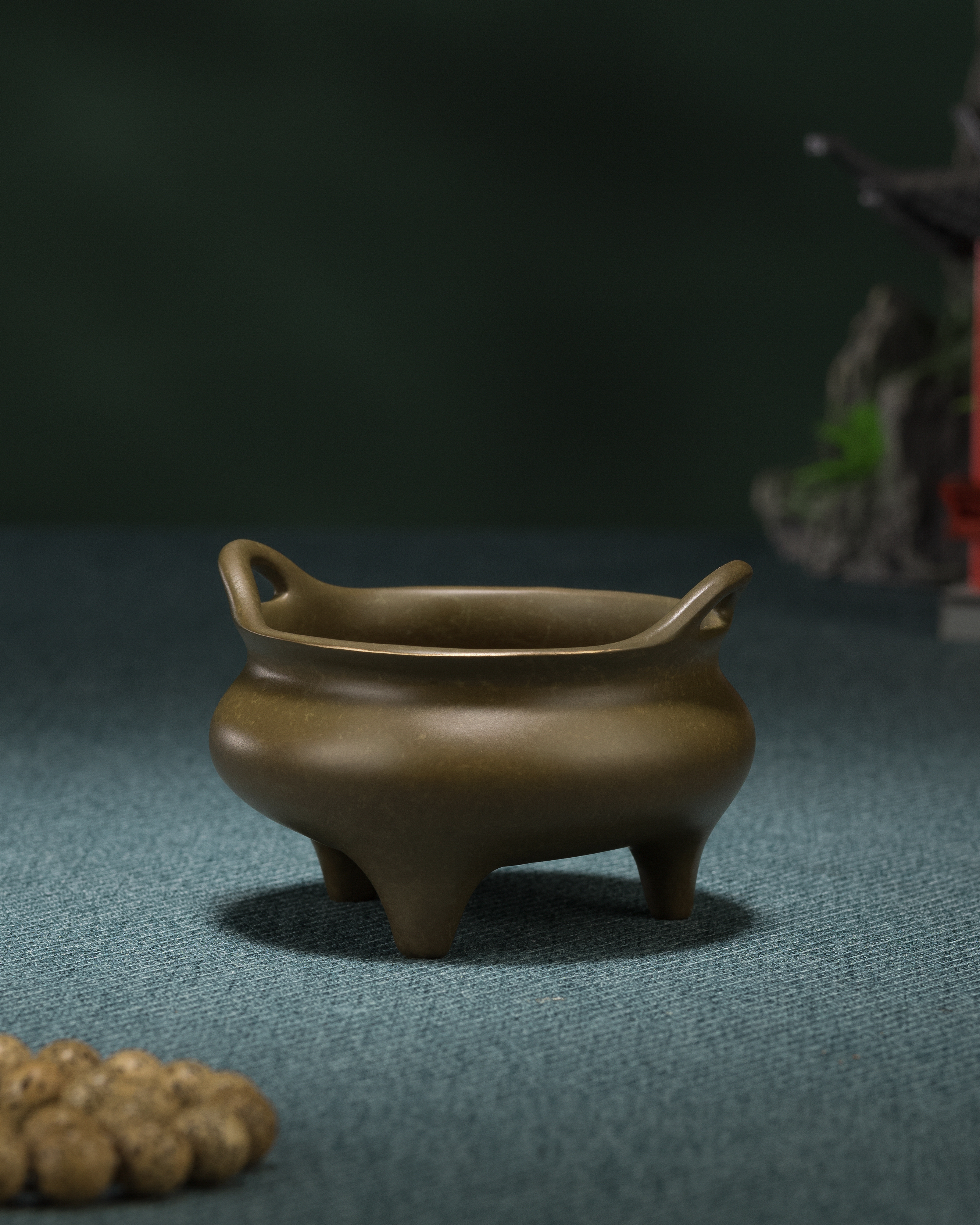 橋耳三足爐(紫銅)｜銅作工藝品