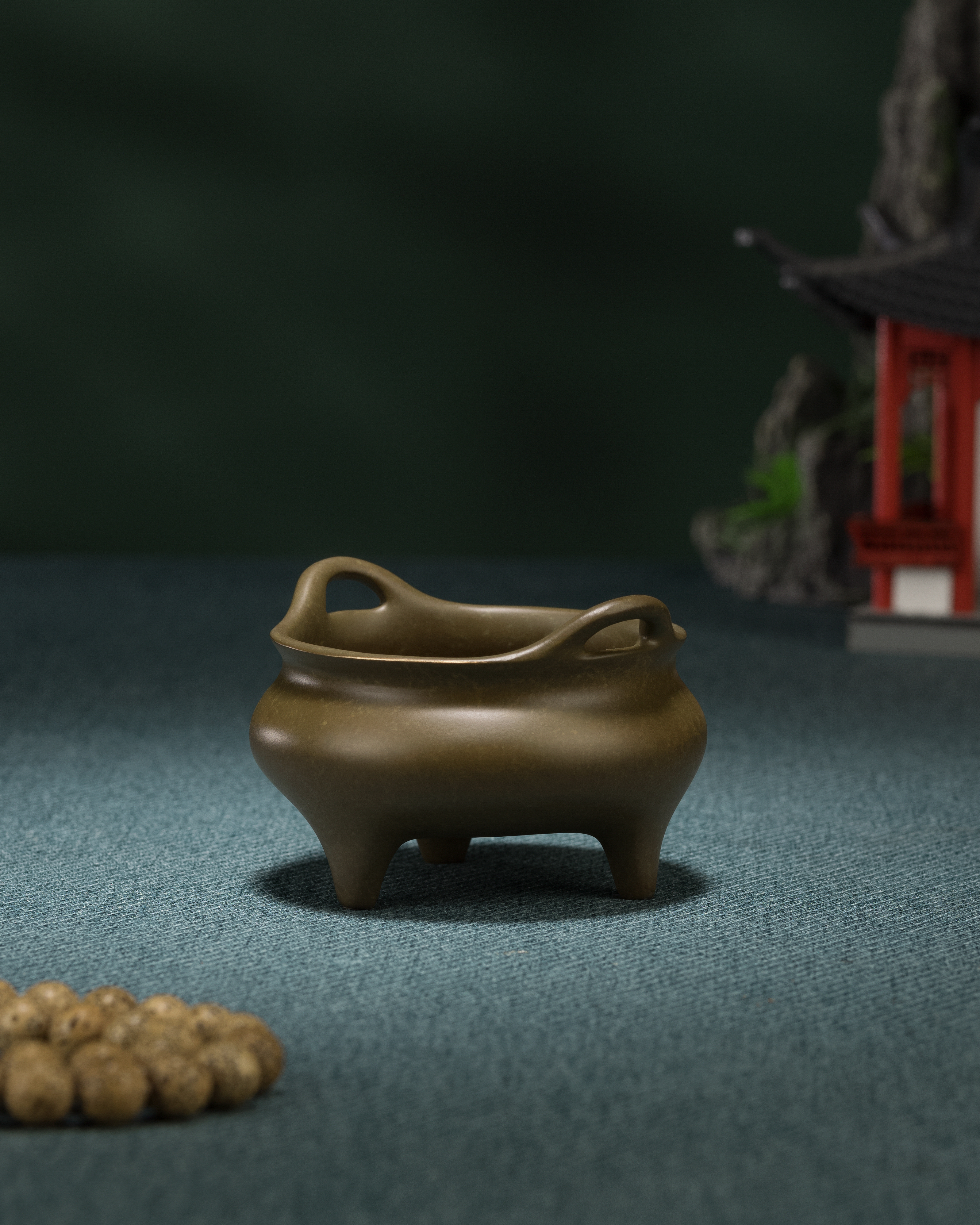 橋耳三足爐(紫銅)｜銅作工藝品