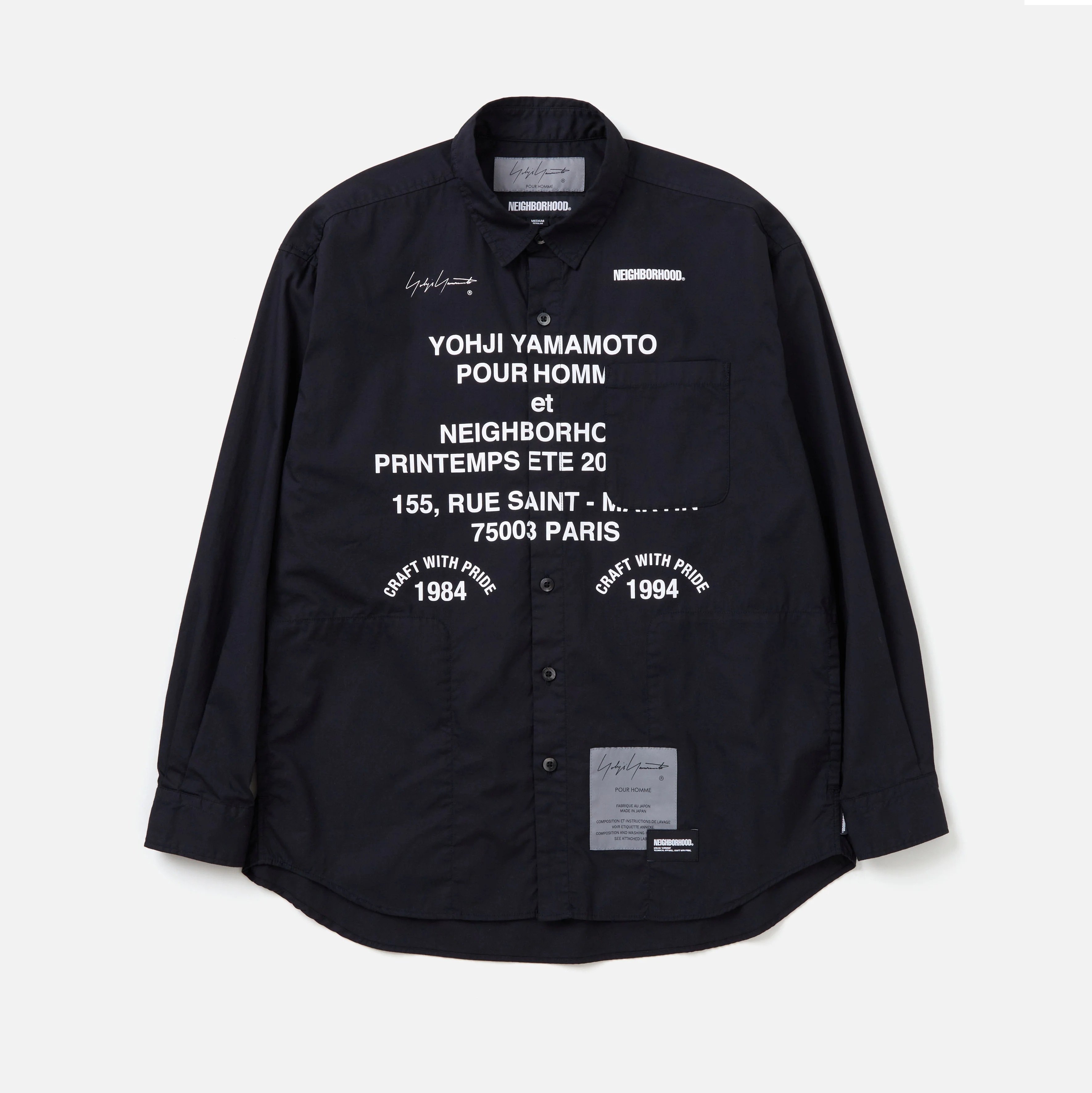 NEIGHBORHOOD 2024 A/W NH X YOHJI YAMAMOTO PRINT SHIRT LS - BLACK PRE ORDER ITEM (預訂中)
