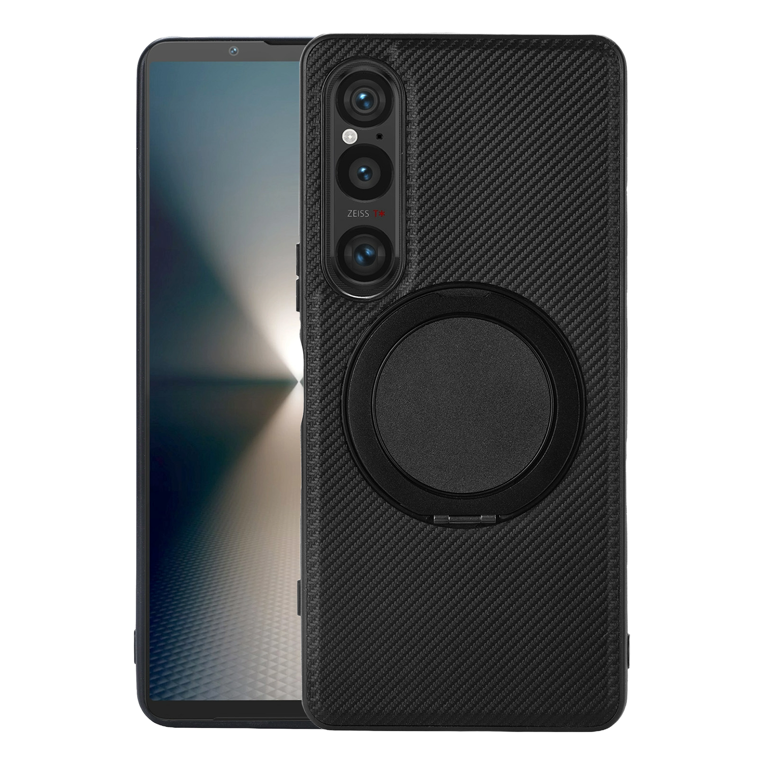 XPRO - Mag Stand Leather - Sony Xperia 1 VII Case 貼身防撞碳纖皮紋旋轉支架磁吸充電手機保護殼