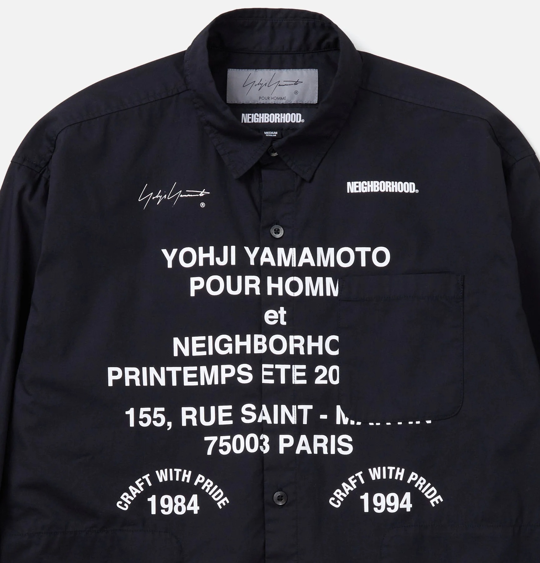 NEIGHBORHOOD 2024 A/W NH X YOHJI YAMAMOTO PRINT SHIRT LS - BLACK PRE ORDER ITEM (預訂中)