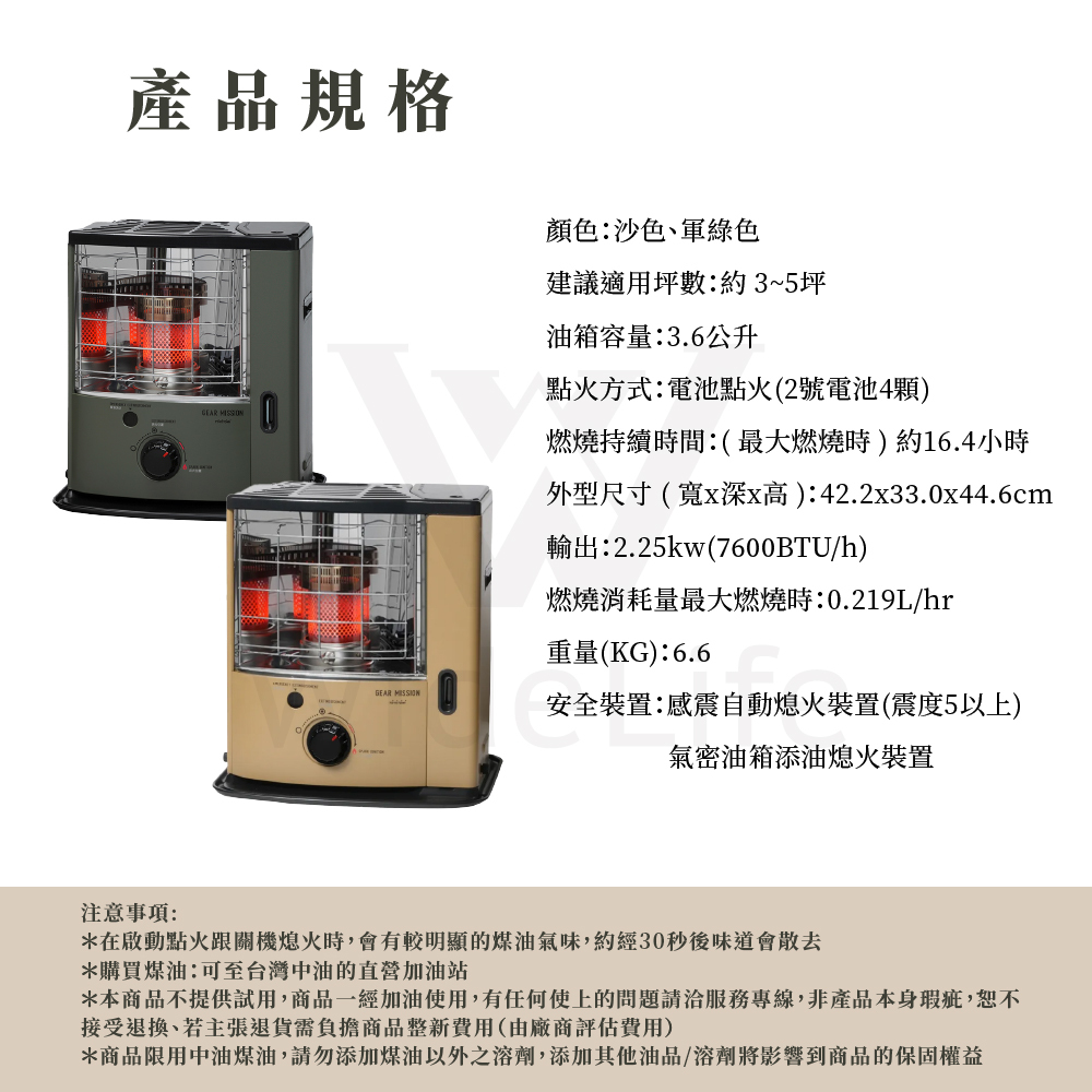 TOYOTOMI傳統式煤油暖爐RS-GE23產品規格