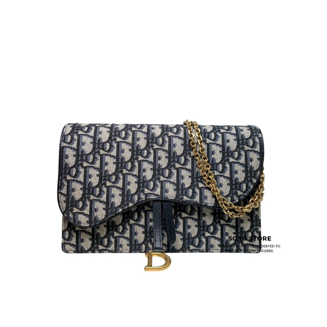 Dior Saddle Chain Shoulder Bag - Blue / Ghw