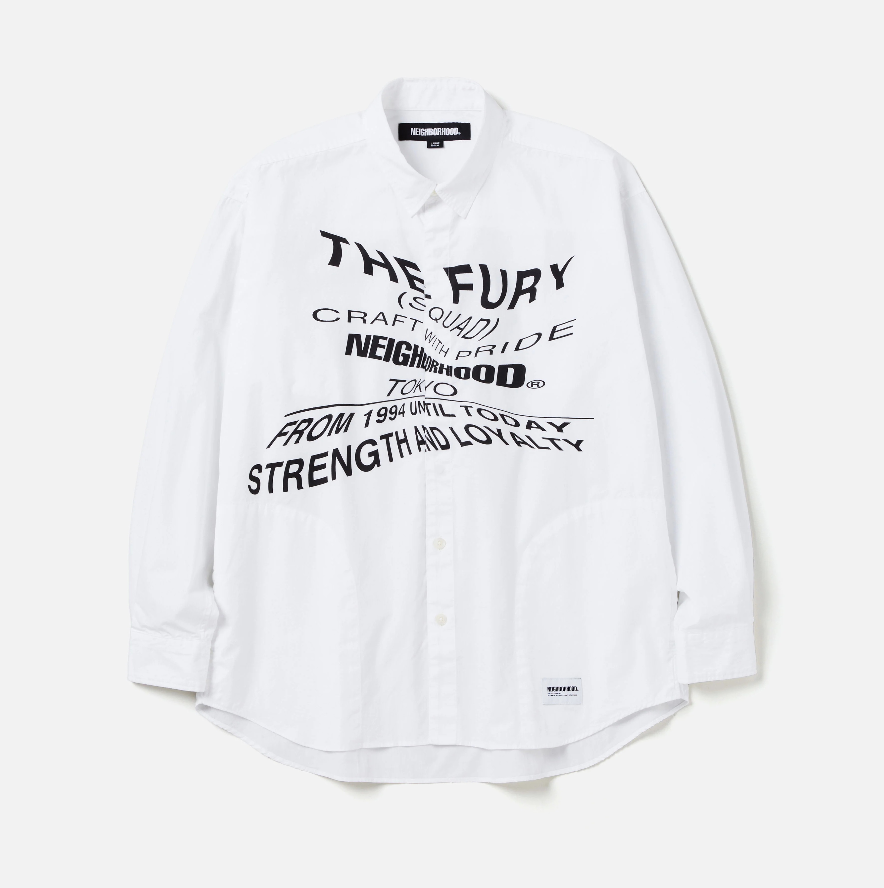 NEIGHBORHOOD 2024 A/W DISTORTION PRINT SHIRT LS - WHITE PRE ORDER ITEM (預訂中)