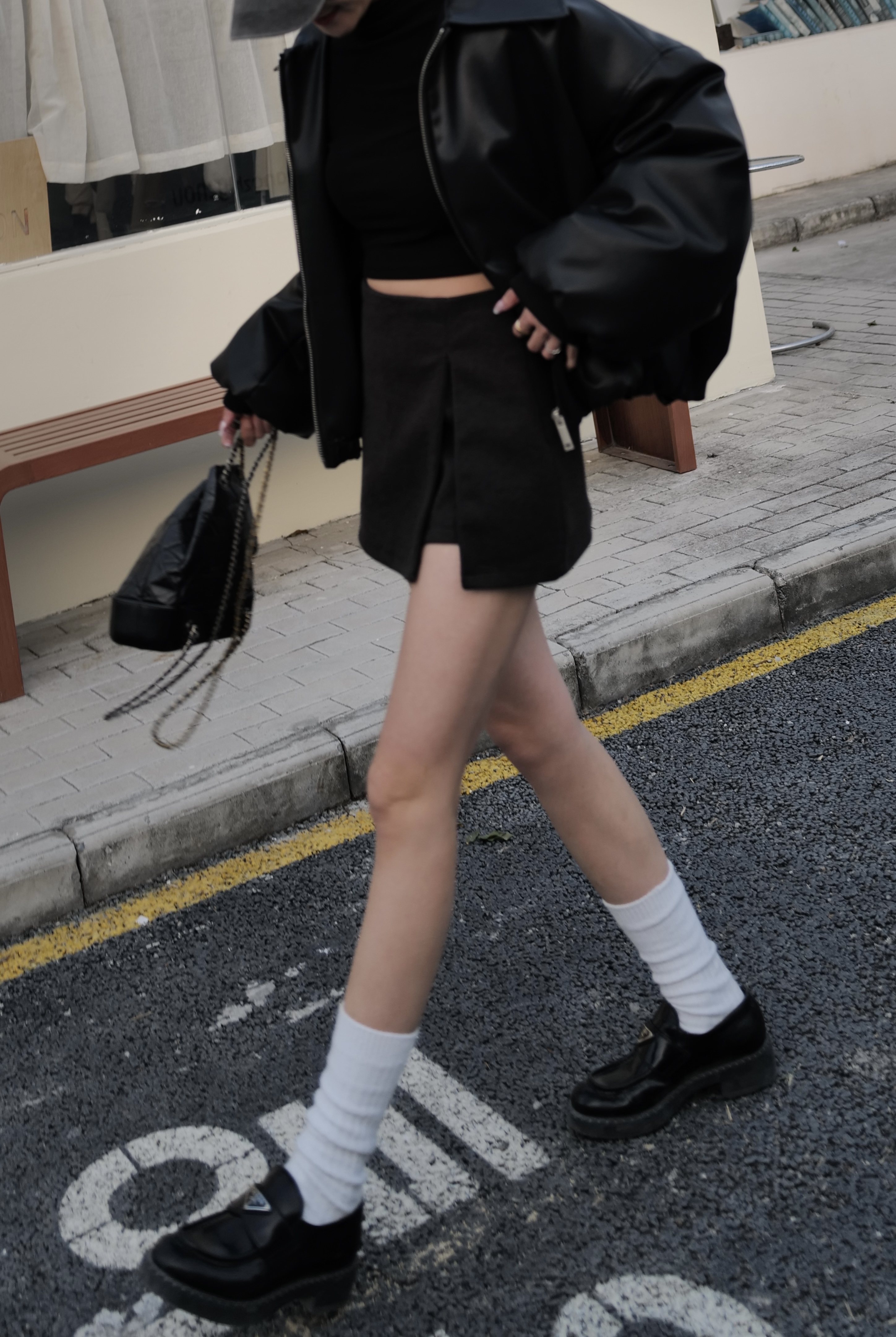 側拉鏈開衩毛呢短裙*2色