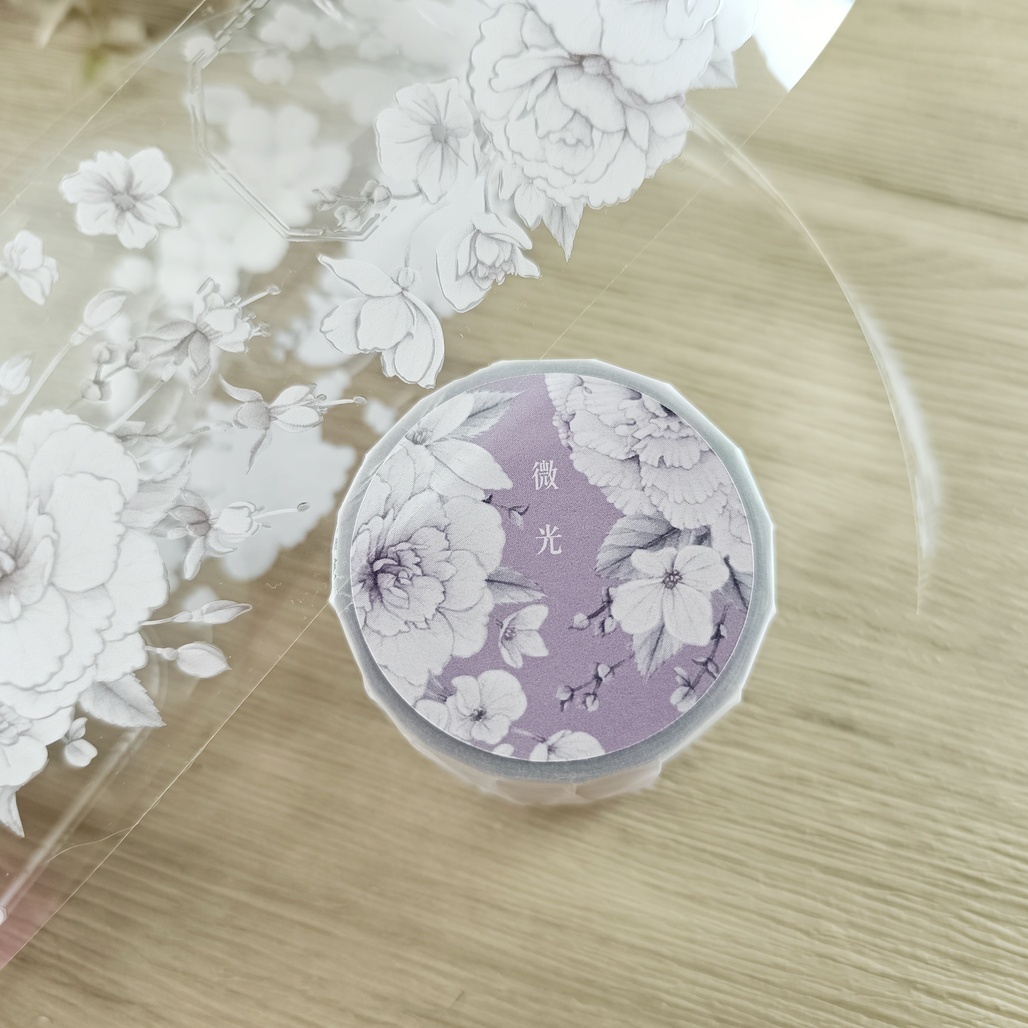 樂意Loi．微光-海棠花 Shimmer begonia 5cm燙霧銀亮PET膠帶 <整捲/分裝>