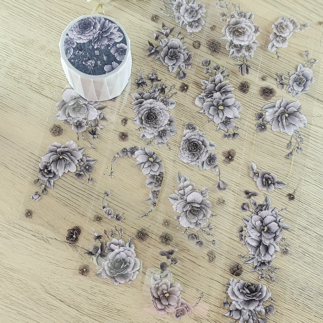 樂意Loi．黯光-海棠花 Dim light begonia 5cm燙霧金PET膠帶 <整捲/分裝>