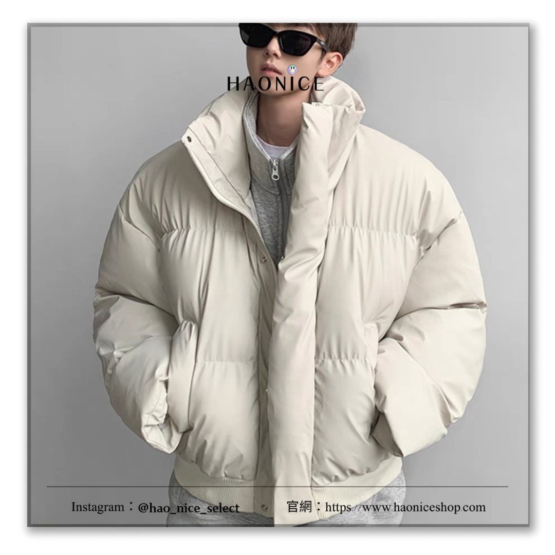 【HAO NICE】韓國🇰🇷 正韓代購  24FW 秋冬新款 素色小標百搭款 秋冬街頭穿搭必備 正韓長袖 皮面羽絨外套