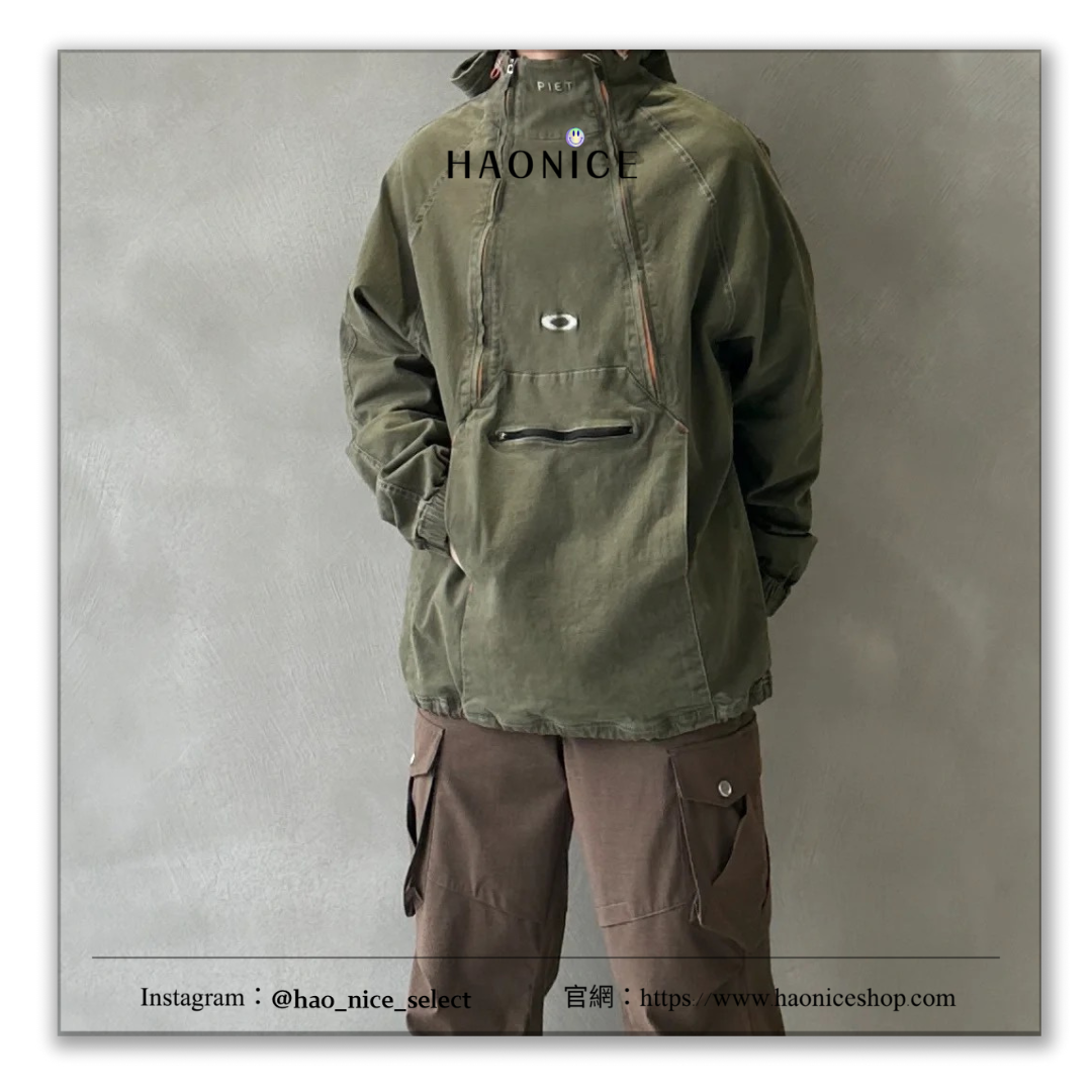 【HAO NICE】 OAKLEY歐克利x PIET機能多拉鍊口袋 做舊風 長袖 衝鋒衣外套 工裝風必備款