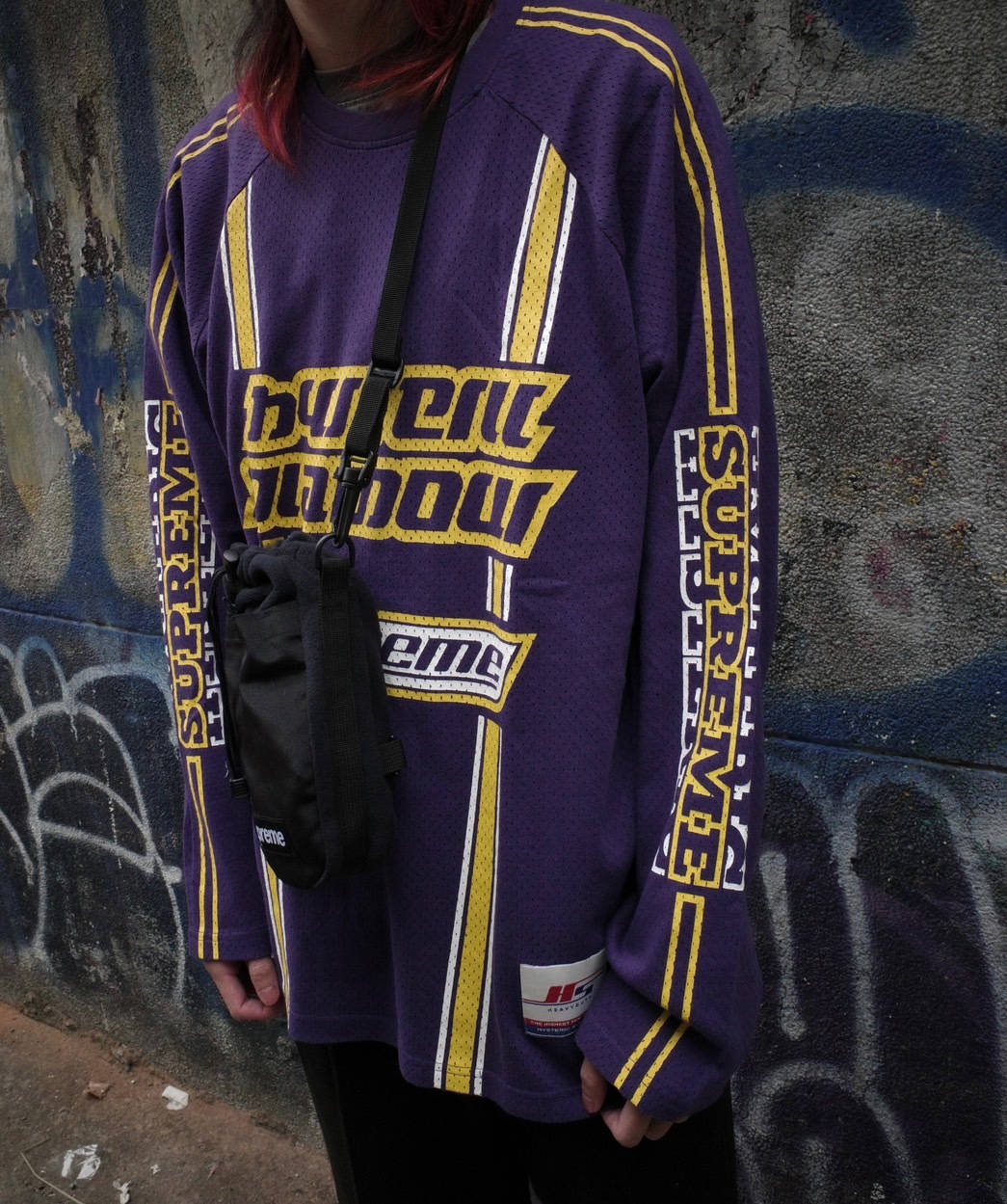 <快速出貨> SUPREME HYSTERIC GLAMOUR JERSEY  賽車風網洞波長袖 黑/咖/紫