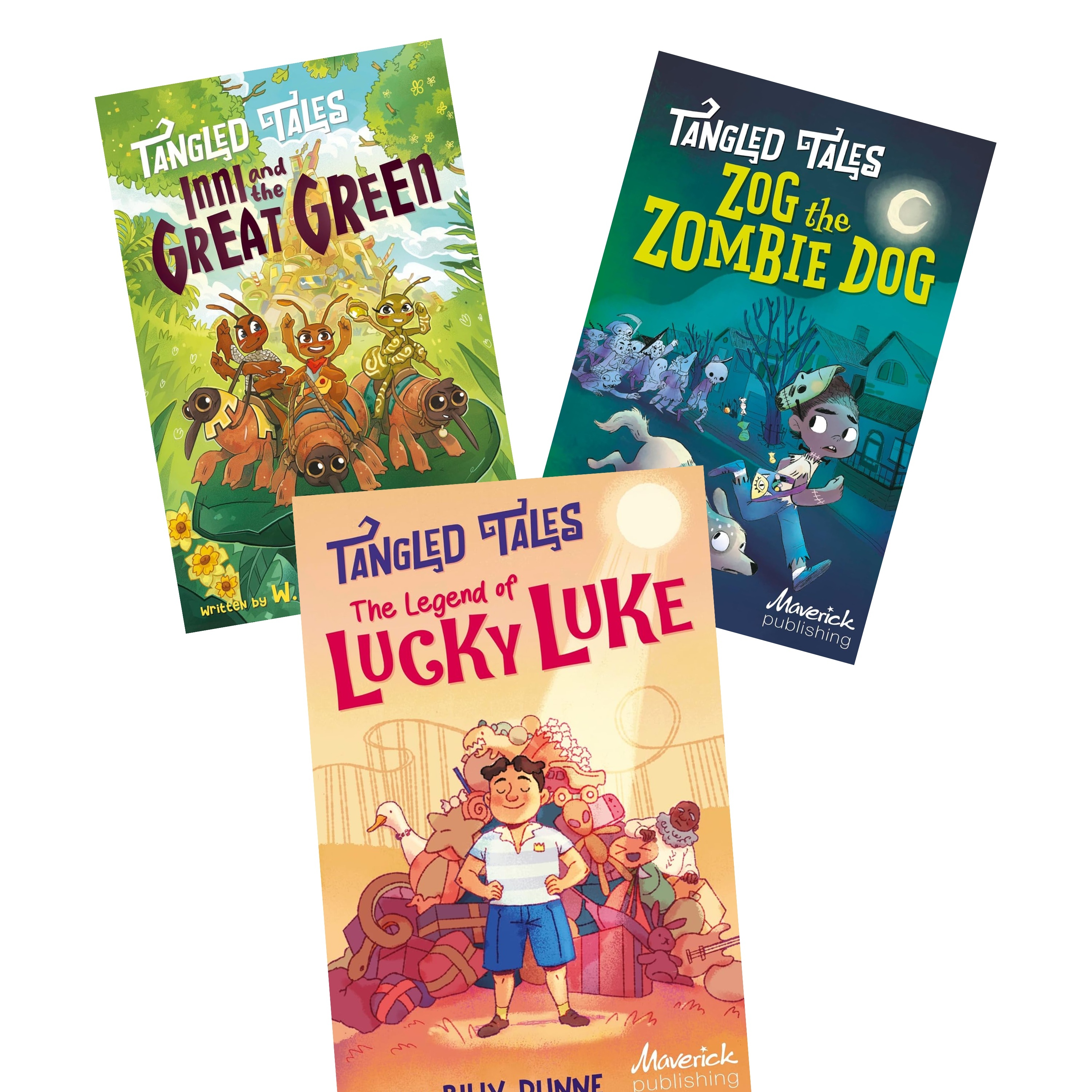 Tangled Tales 3 Books Coilection ,  The Unlucky Adventures of Udders,Inni and the Great Green ,Zog the Zombie Dog