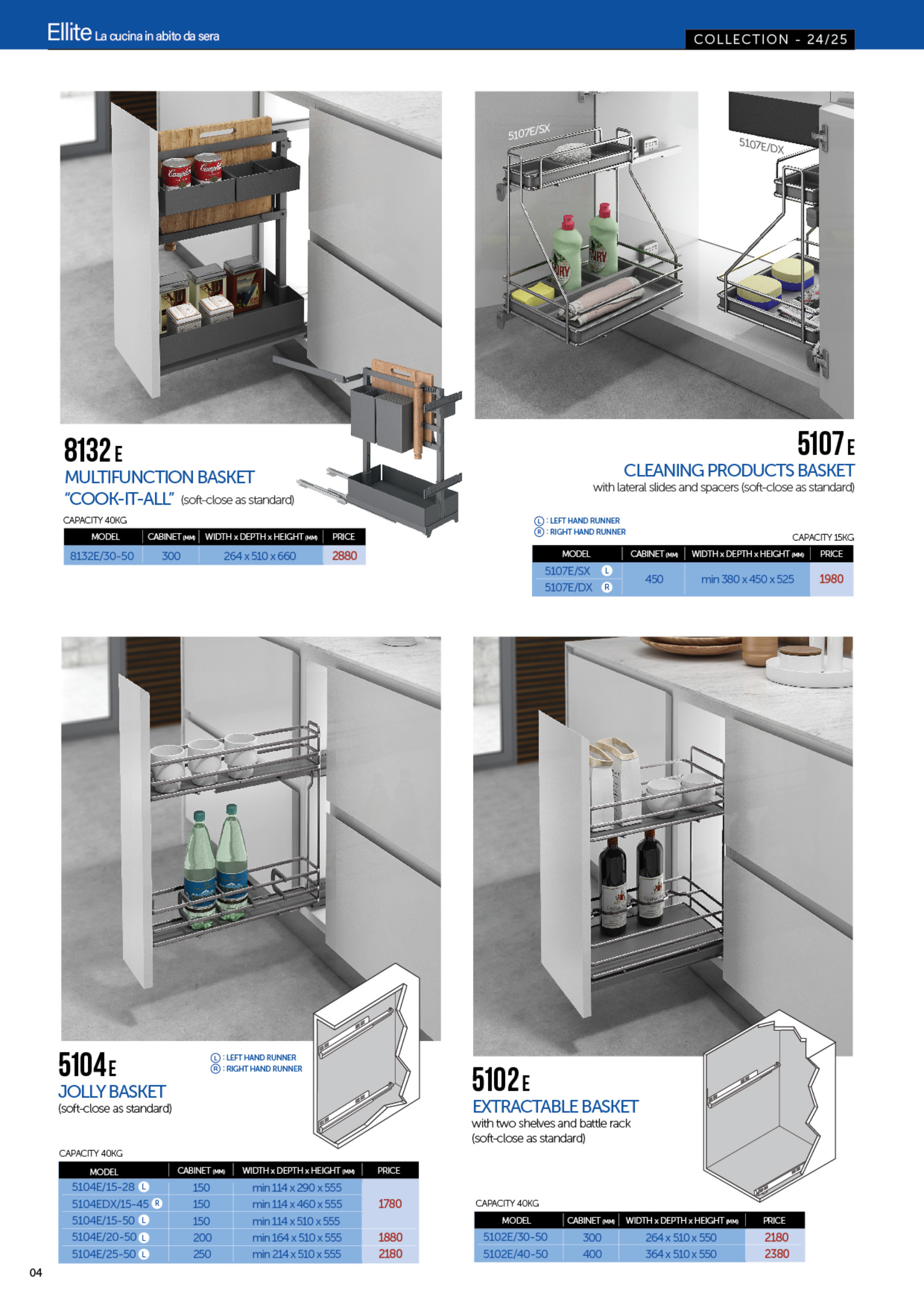 inoxa 8132e, 5107e, 5104e, 5102e 廚櫃拉籃