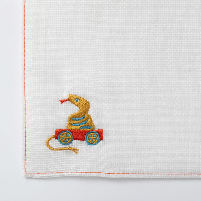 中川政七商店-干支方巾 蛇白