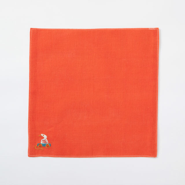 中川政七商店-干支方巾 蛇紅