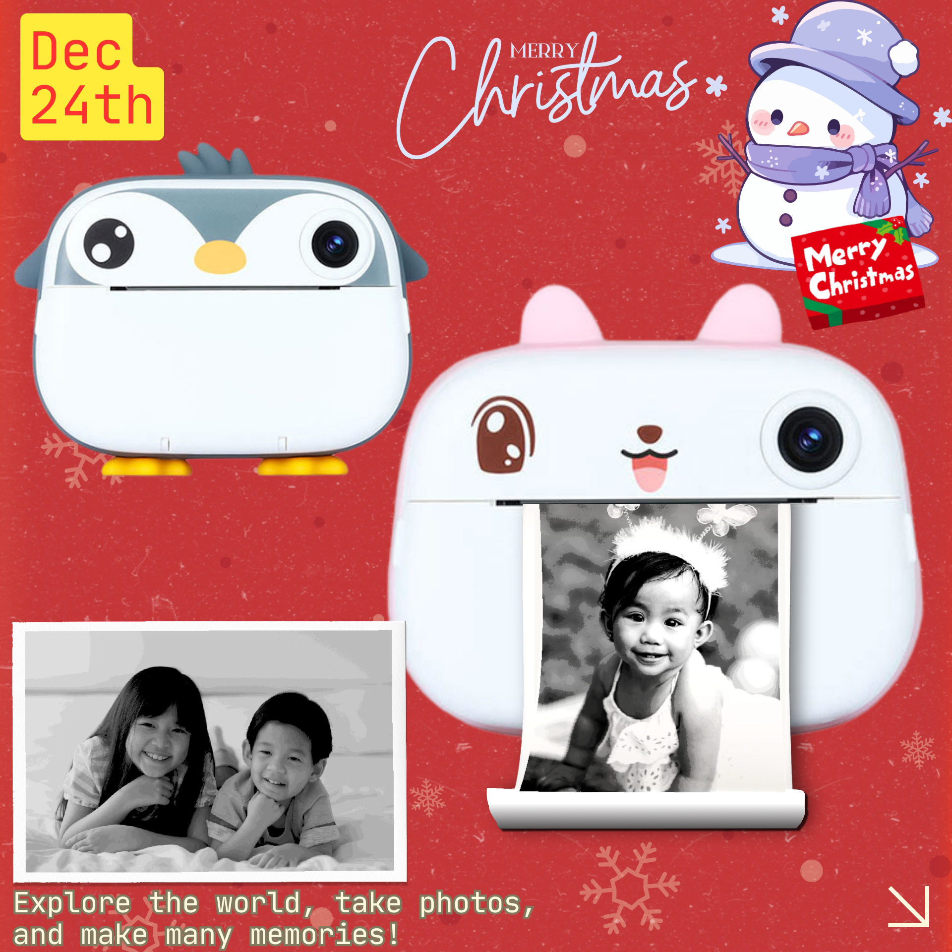 TSK JAPAN dual-camera children's instant digital camera children's camera - Free 32GB TF card (P3952)