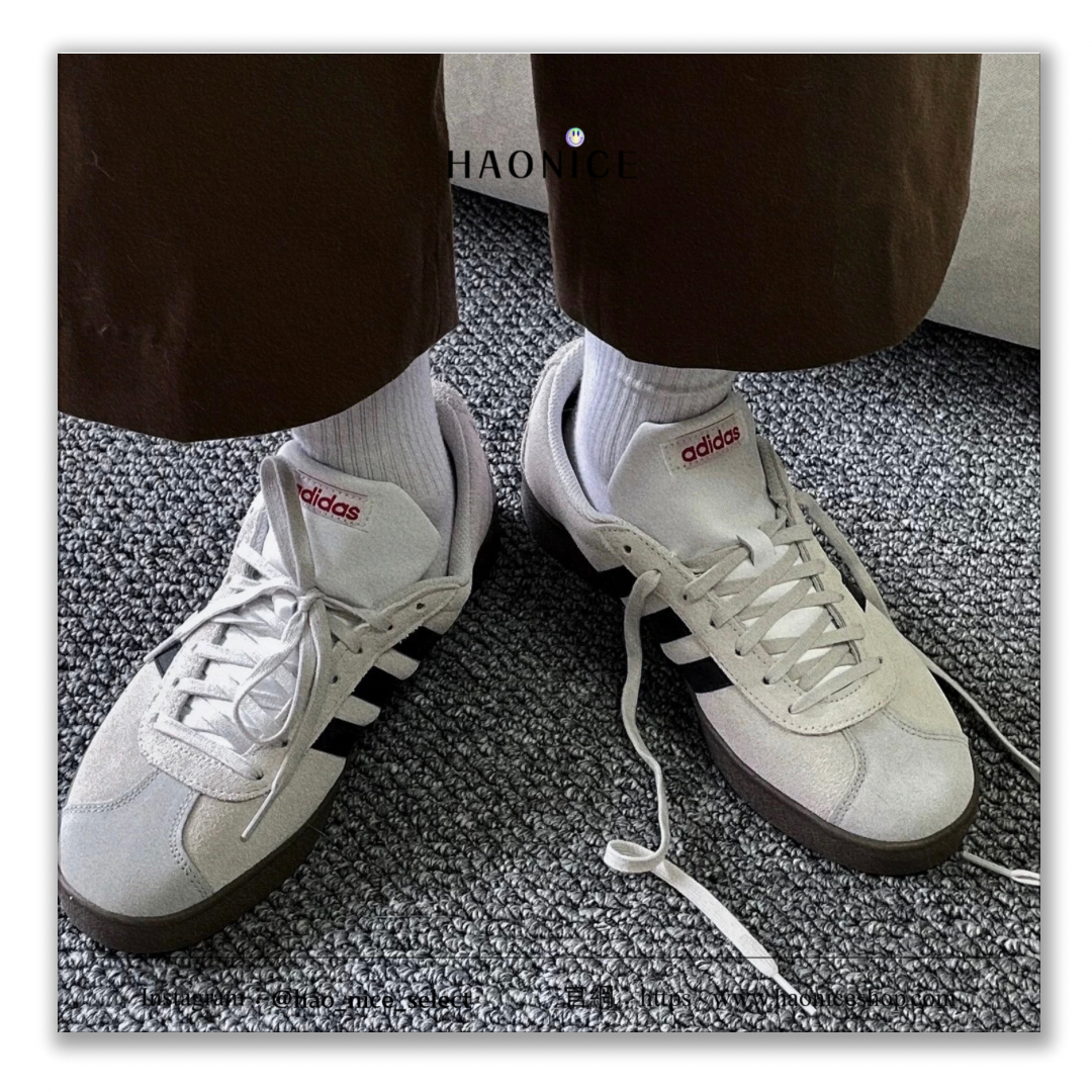 【HAO NICE】Adidas NEO VL Court灰白棕 低筒休閒德訓板鞋 熱賣百搭款