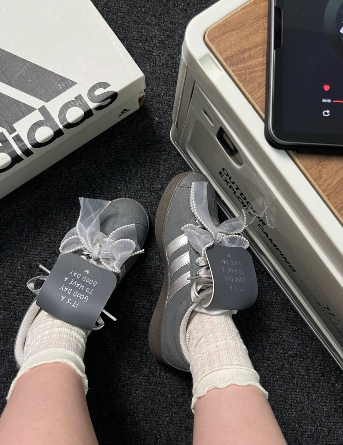 ADIDAS NEO COURT VL 2.0 灰蝶芭蕾