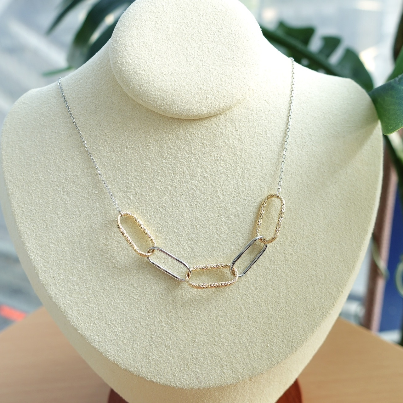 意大利K金工藝 - 18K黃金+PT850鉑金鏈條項鍊