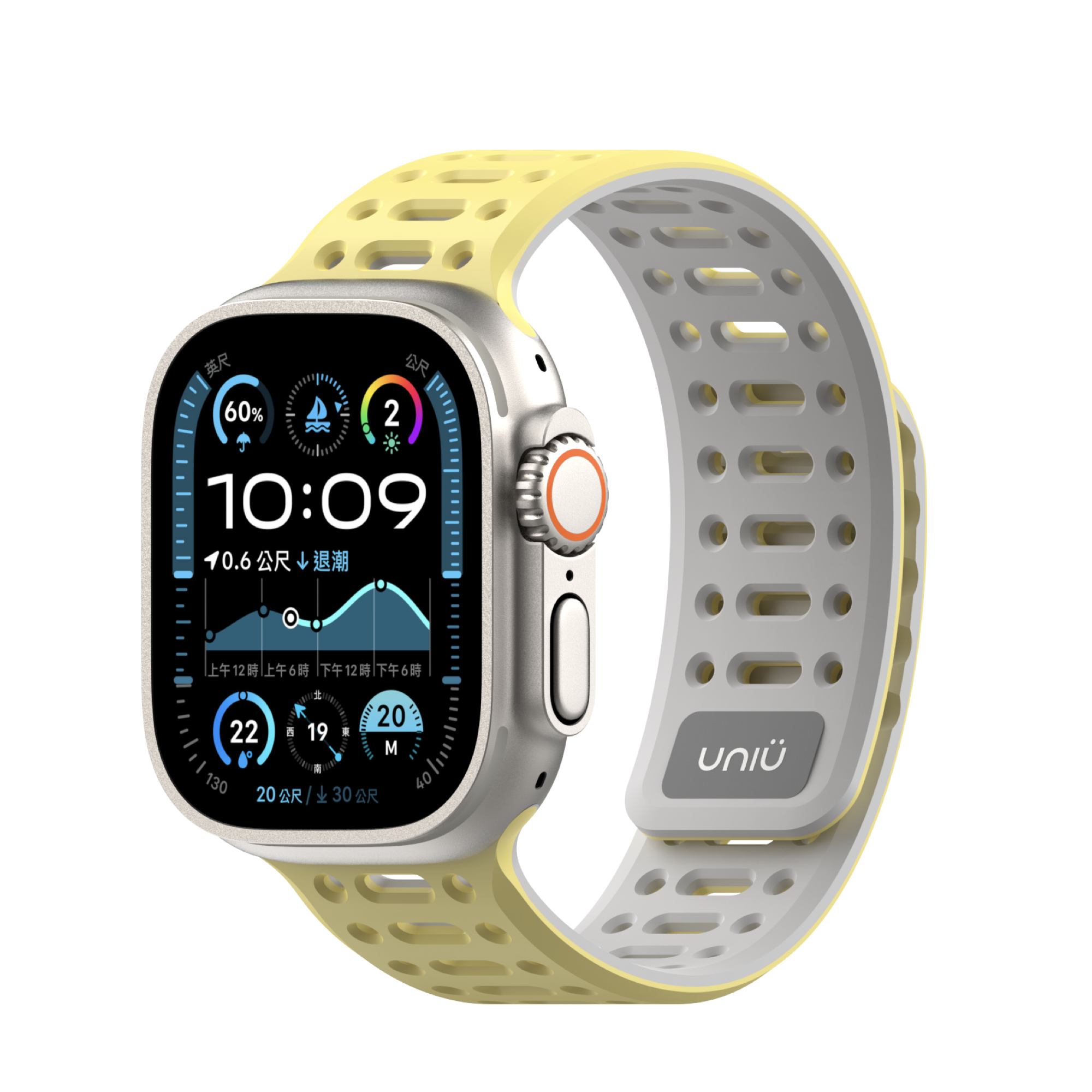 台灣 UNIU Air Sport -檸檬黃 運動型磁吸錶帶 Apple Watch 49|46|45|44|42mm