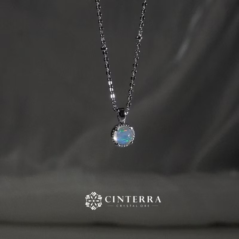 高品天然蛋白石925純銀項鍊
