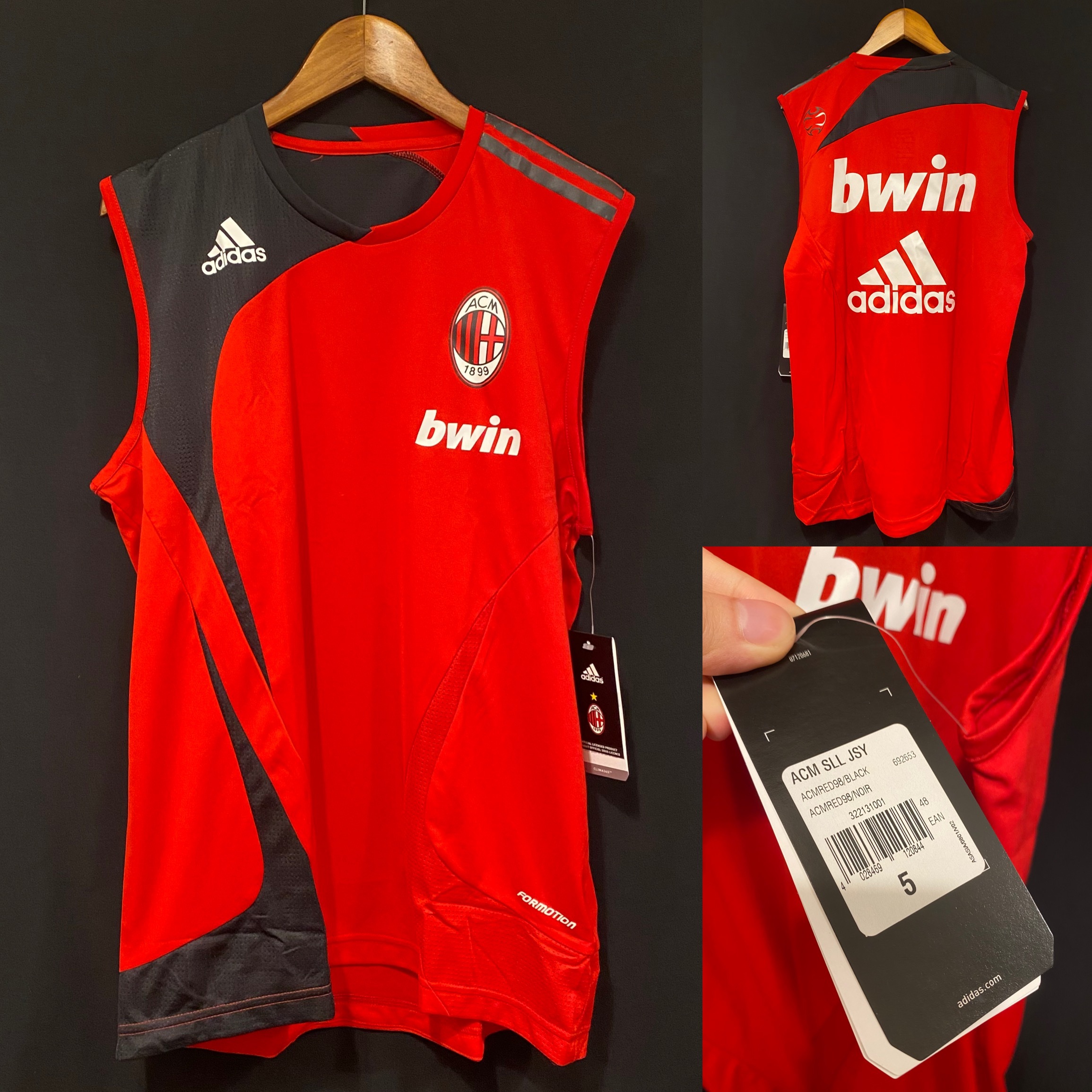 (BNWT) AC Milan 2007-2008 Adidas Player Issue Training Shirt