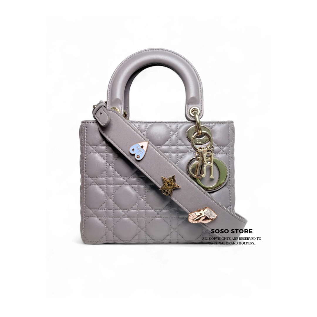 Dior Lady Dior Small Bag - Grey / Ghw