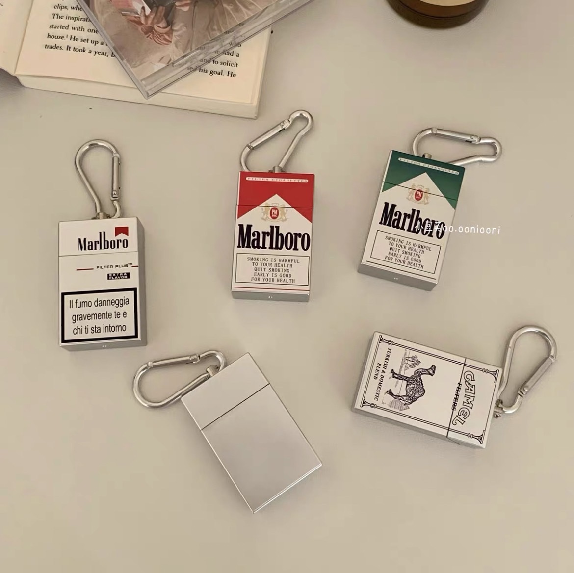 隨身迷你菸盒造型設計鑰匙掛勾滅菸盒