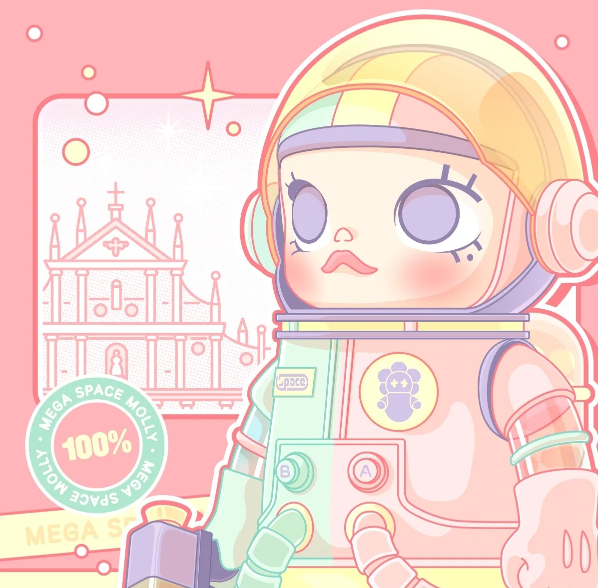 <澳門限定!> POPMART 泡泡瑪特 MEGA SPACE MOLLY 蜜糖 100% 公仔 吊卡